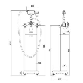Напольный смеситель для ванны ABBER Klassik золото AF8415G